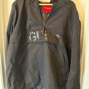 GUESS Black Quarter Zip Windbreaker Jacket